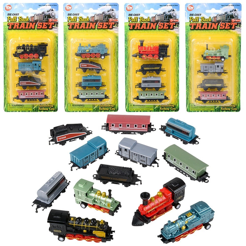 Die-Cast Pull Back Mini Locomotive Train Set 2"