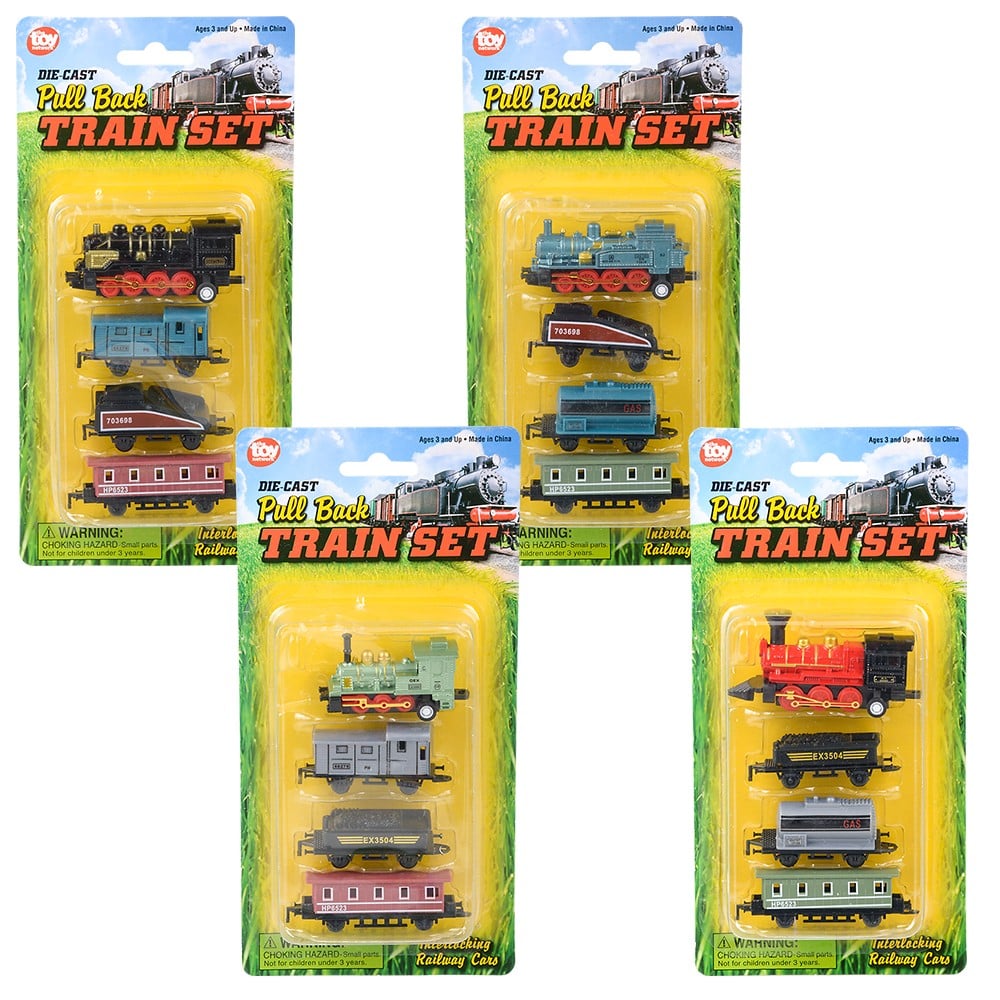 Die-Cast Pull Back Mini Locomotive Train Set 2"