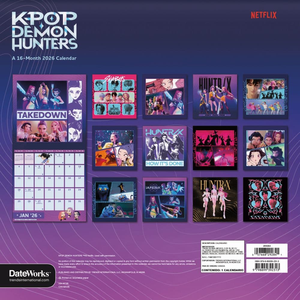 KPop Demon Hunters 2026 Calendar