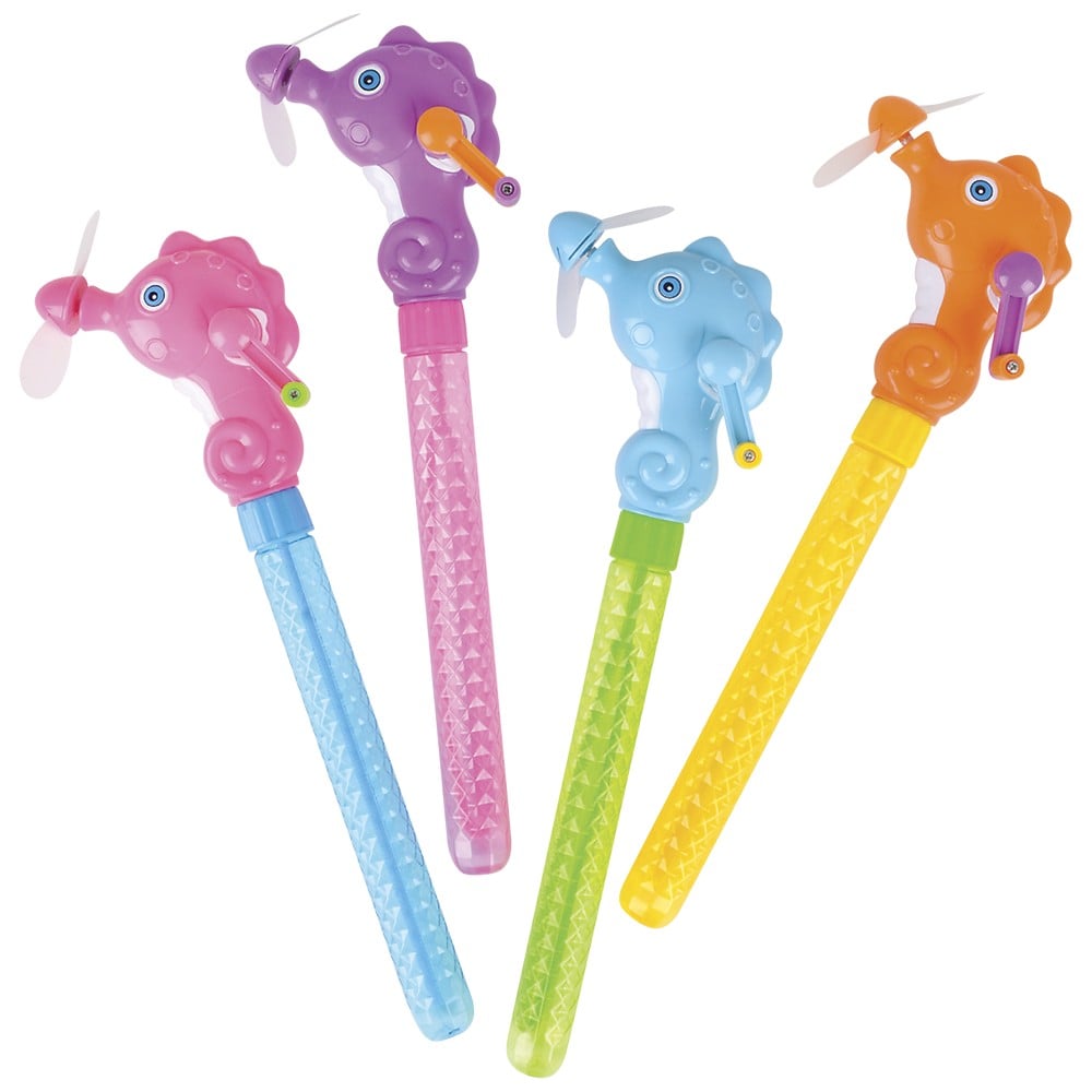 Sea Horse Wind-Up Fan Bubble Baton 11.75"