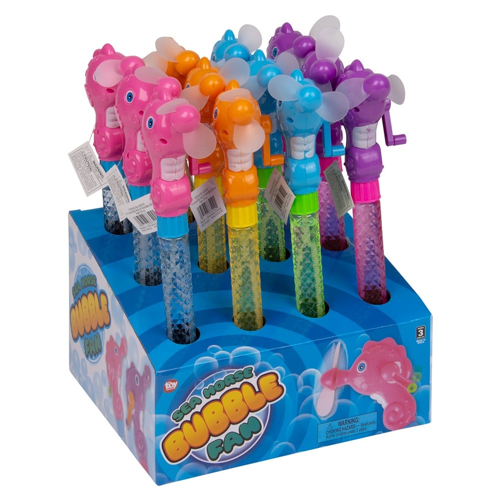 Sea Horse Wind-Up Fan Bubble Baton 11.75" – Case of 12