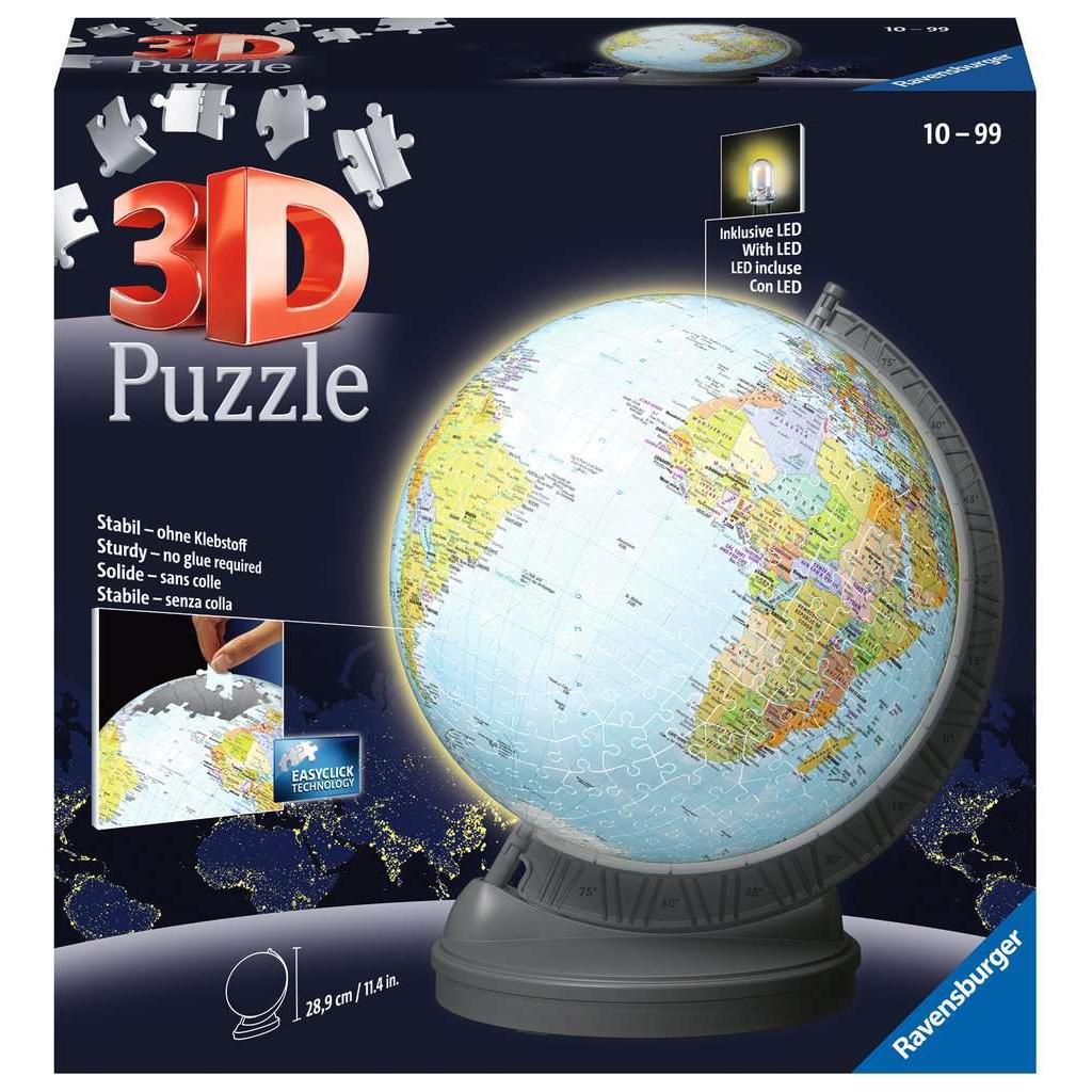 Light-Up Globe with Stand 548 Piece 3D Jigsaw Puzzle Ravensburger
