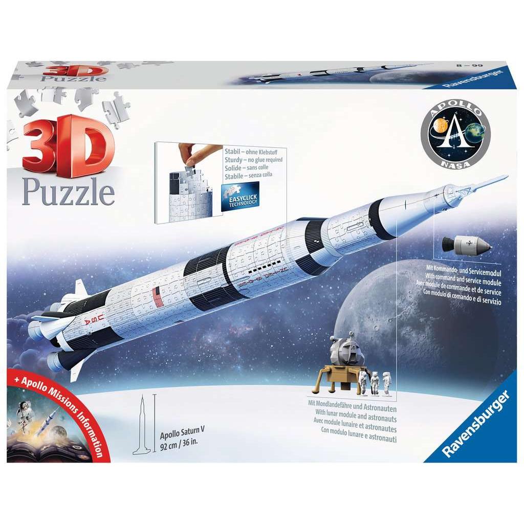 NASA Apollo Saturn V Rocket 504 Piece 3D Jigsaw Puzzle Ravensburger