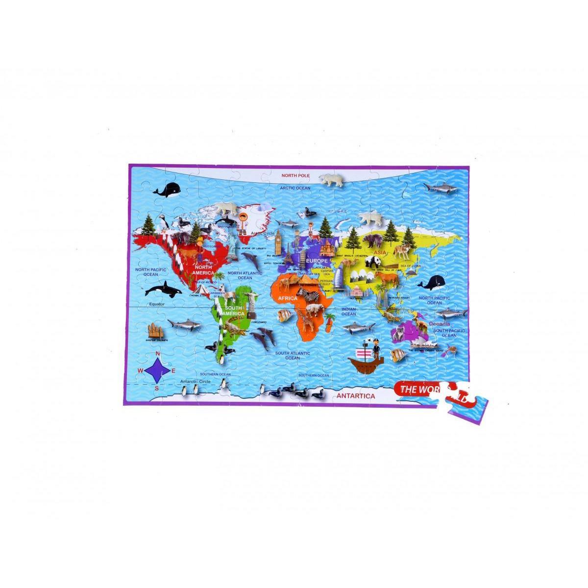 The World 100 Piece Jigsaw Puzzle in Sphere Tin Purple Cow